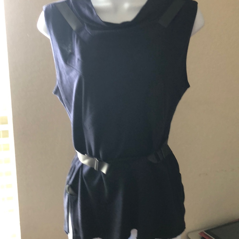 Issey Miyake sleeveless navy blue T-shirt